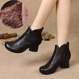 Autumn Winter Woman Genuine Leather Ankle Boots Female Casual Shoes Women Waterproof Warm Snow Boots Ladies