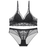 New French underwear Set Lace Sexy Push-up Bra And Panty Sets Comfortable Brassiere Wire Free Embroidery Flowers