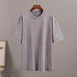 Old Short-Sleeved T-Shirt 2025 Summer Relaxation Leisure Collar Water Washing Hair Short-Sleeved