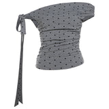 Zingj Summer New Women's Bow Tie With Wave Dot Design Feeling Hot Girl Slim Small Vest-Outfit
