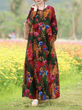 Women's Floral Printed Dress 2024 ZANZEA Autumn Long Dresses Casual Long Sleeve Maxi Vestidos Female Robe Oversized-Outfit