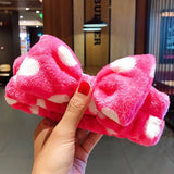Face Hair Holder Hairbands Soft Warm Coral Fleece Bow Animal Ears Headband For Women Girls Turban Fashion Hair