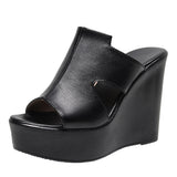 Hollow Waterproof Table Thick Bottom One-Word Drag High Slope And Fitting Room Slippers Soft Bottom Loose Cake 4243 Women Cold