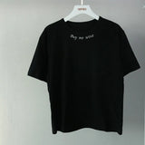 2021 Summer Letter Embroidered T-shirts Rose Cotton Tops Tees Woman Basic Short Sleeve