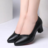 Head Shallow Mouth Mother Shoes Soft Sole Leather Shoes In The Elderly Heel Single Shoes Spring And Autumn Women's Shoes Work