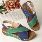 Bottom Cross-Slope Heel Sandals Women Wear Large-Size Impact Air-Breed Magic Sticky Beach Cold