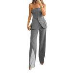 Zingj 2023 New Casual Fashion Suit Button Temperament Strapless Suit Pants-Outfit