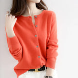 Zingj Autumn Long-Sleeved Sweater Pure Color Simple Temperament Cardigan On The Clothes With Women's Sweater Small Coat-Outfit
