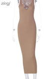 Ribbed Knitted V Neck Black Long Dress Women Sleeveless Slim Party Club Elegant Female Bodycon Midi Dress Streetwear