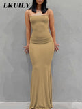 Slip Sleeveless Backless Maxi Dress Women 2022 Y2k Summer Bodycon Sexy Elegant Outfits Ladies Birthday Party Club
