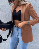 Wholesale Blazer Coat &amp; Pocket Design Women's Suits Solid Color Long Sleeve Small Suit Ladies Top Jacket Blazers