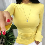 Summer Top Sexy T Shirt Women 2021 Elasticity Korean Style Woman Clothes Slim Tshirt Female Casual Long Sleeve