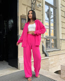 Zingj New Autumn Solid Color Lapel Long Sleeve Shirt Jacket Casual Pants