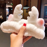 Face Hair Holder Hairbands Soft Warm Coral Fleece Bow Animal Ears Headband For Women Girls Turban Fashion Hair