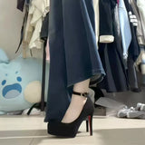 High-Heeled Shoes Design Niche Professional Single Shoes Waterproof Platform British Style Retro 2025 Ultra-Commuting