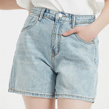 2022 Women's Denim Shorts Summer High Waist Thin Loose Casual Slim High Street Fashion Women Shorts Blue
