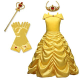 Halloween Costume for Girls Children Clothing Princess Dress Girl Birthday Cosplay Clothes Belle Dress Send Crown New