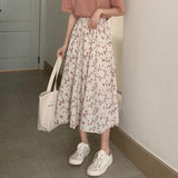 Women Vintage Clothes Long Skirts Harajuku Tender Temperament Streetwear Stylish Spring Summer Elastic Waist