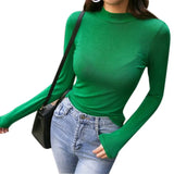 Thin T-shirt See Through Slim High Quality Plain T Shirt Women Cotton Elastic Basic T-shirts Female Korean Style