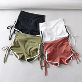Zingj New Summer Style High-Waisted Shorts With Banged Edges And Tight Hips And Rope Straps For Sports Casual