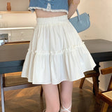 Kawaii Mini Skirts Women Cute Fungus Patchwork Fairycore High Waist Pleated Short Skirt Korean Fashion Preppy