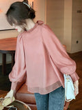 Lantern Bubble Sleeve Chiffon Shirt 2025 Women's Sweet Bow Shirt Fairy