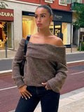 Long Sleeve Off Shoulder Sweater-Outfit