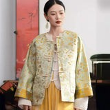 Chinese Heavy Industry Woven Gold Song Brocade Coat 2024 Spring New Fashion Retro Plate Buckle Jacquard Tang
