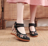Zingj Heels Single Shoes With Embroidered Cloth Shoes Ancient Wind National Wind National Wind Spring And Autumn Women Cloth Shoes Women's