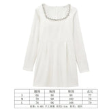 Women's Clothing 2025 Winter New Square Neck Nail Beads To Collect Short A-Shaped