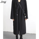 Fashion Women's Trench Coat New Laple Loose Single Breasted Double Placket Long Sleeve Windbreaker Autumn 2023