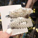 Handmade Pearls Hair Clips Pin For Women Fashion Geometric Flower Barrettes Headwear Girls Sweet Hairpins Hair