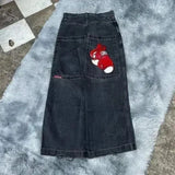 Dress Baggy Jeans Y2K Hip Hop Pocket Letter Retro Black Jeans Men's High Waist Wide Legs
