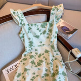 Summer Sleeveless Fashion Baggy Elegantt Flying Sleeve A Line Strap Fashion Cute Midi Dresses Ins Hot Vestidos