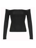 black slim long sleeve top with off