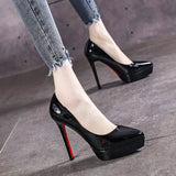 And Autumn 12 Cm High Heel Waterproof Shoes Children's Patent Leather Women's Shoes 2025 New Spring And Autumn Single Shoes Women's