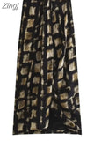 Knot Long Skirts For Women Fashion 2023 Printed Vintage Skirt Woman Mid-Waist Slit Skirt Sets Elegant Women's