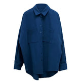 New Spring Double Pockets Turn-down Collar Cotton Women's Blouse Casual Loose Female Blouse Tops Workwear