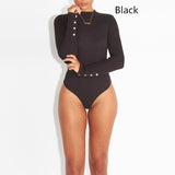 Long Sleeve Sexy Bodysuit Autumn Winter Female Warm Clothes Slim Fit Fashion Solid