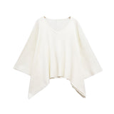 Asymmetrical V-Necked Collar Sweater High-Waisted Trousers Casual Knitting Set 2025 Spring