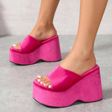 Bottom Slope With One-Word Slippers Female High And Solid Cloth Beach Cool