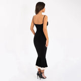 Solid Long Flared Two-piece Crop Sleeve Midi Dress- Outfit