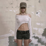 Summer New Women's Clothing Sexy Pure Hot Babes Wind Inclined Irregular Design Short-Term Open-Enavel