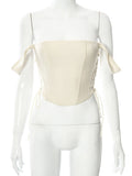 Crop Top Women Side Bandage Party Sexy Laceup Cut Out Tank Top Women Asymmetry Hem Slim Camis Summer Clubwear