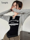 Y2k Vintage T Shirt Women Long Sleeve Skinny Print Graphic Tees Patchwork American Retro Tshirts Grunge Aesthetic