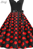 Dot Summer Dress Women Pinup Elegant Vintage Party Dress Casual Office Tank Sleevelss A Line