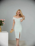 Sexy One-Word Sexy Dress 2025 New Geiao Korean Version Of The New Short-Sleeved Ass Open