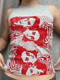 Gothic Screen Print Crop Tank Top- Outfit