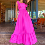 Women V Neck One Piece Dress Strappy Backless Bow Beachwear Women Party Dresses Casual Summer Clothing Fashion Long