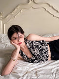 Floral Print Sleeveless Tank Top Women V-neck Halter Off Shoulder Vintage Beach Style Sexy Backless Tees Summer